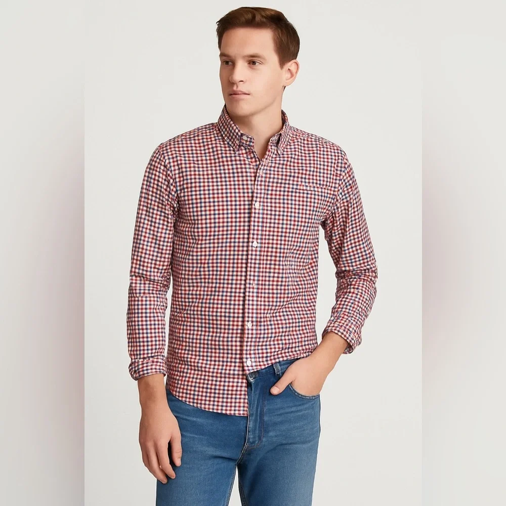 JCrew Secret Wash cotton poplin button down shirt slim fit ‎ M Academia Preppy